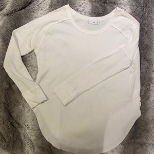 TNA Aritzia waffle print white long sleeve shirt